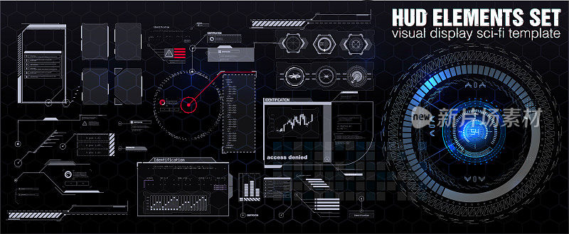 未来HUD, FUI，虚拟界面。标注标题和框架在科幻风格。